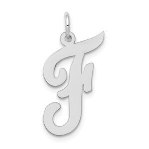 14k White Gold, Madison Collection LG Classic Script Initial F Pendant